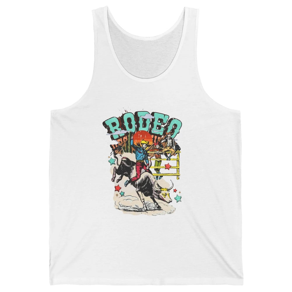 Retro Cowboy Horsing Rodeo Dad Bull Racing Western Country Unisex Jersey Tank