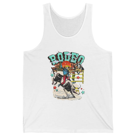 Retro Cowboy Horsing Rodeo Dad Bull Racing Western Country Unisex Jersey Tank