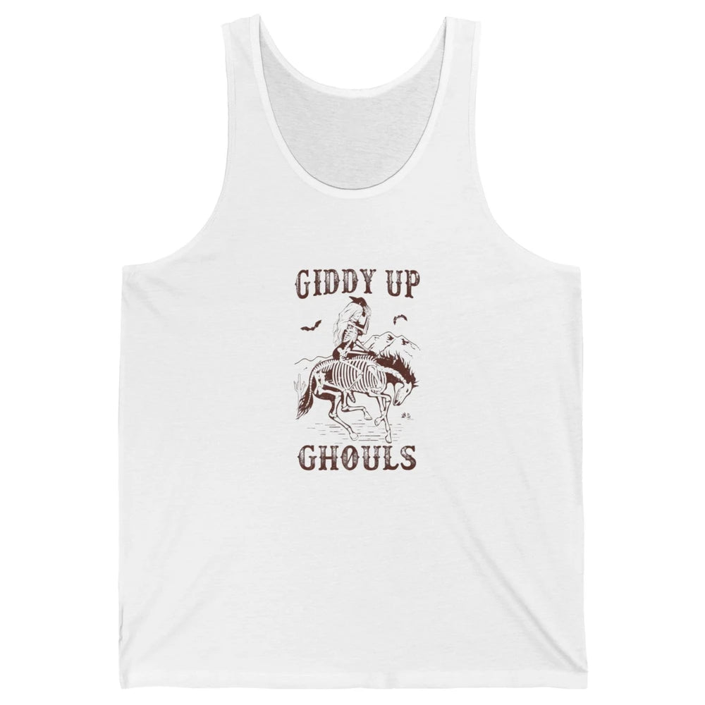 Retro Giddy Up Ghouls Skeleton Western Cowgirl Howdy Cowboy Unisex Jersey Tank