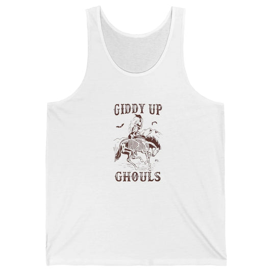 Retro Giddy Up Ghouls Skeleton Western Cowgirl Howdy Cowboy Unisex Jersey Tank