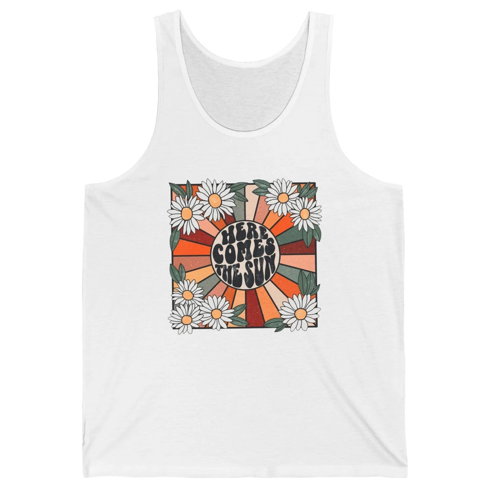 Retro Here Comes The Sun Sunshine Motivational Positive Mind Unisex Jersey Tank