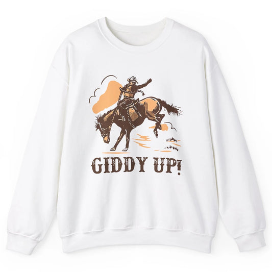Retro Cowboy Rodeo Giddy Up Hold Your Horses Western Country Unisex Crewneck Sweatshirt