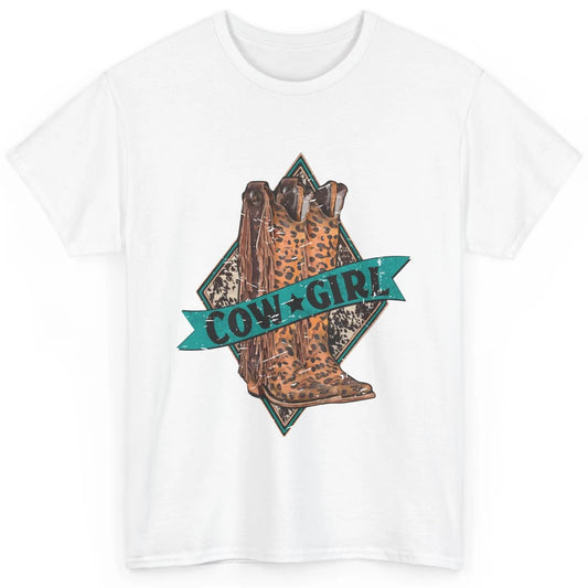 Retro Leopard Cowgirl Boots Western Country Cowboy Rodeo Dad Classic Unisex T-Shirt