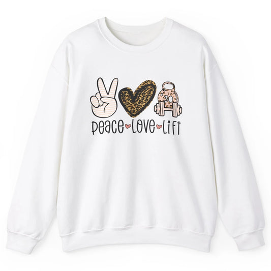 Peace Love Lift Leopard Fitness Workout Gym Trainer Gift Unisex Crewneck Sweatshirt