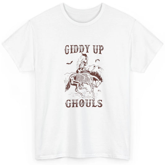 Retro Giddy Up Ghouls Skeleton Western Cowgirl Howdy Cowboy Classic Unisex T-Shirt