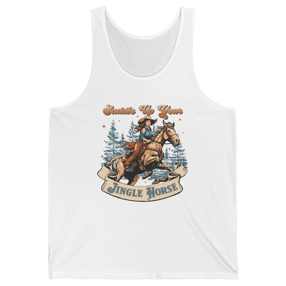 Retro Christmas Saddle Up Your Jingle Horse Bronco Cowgirl Unisex Jersey Tank