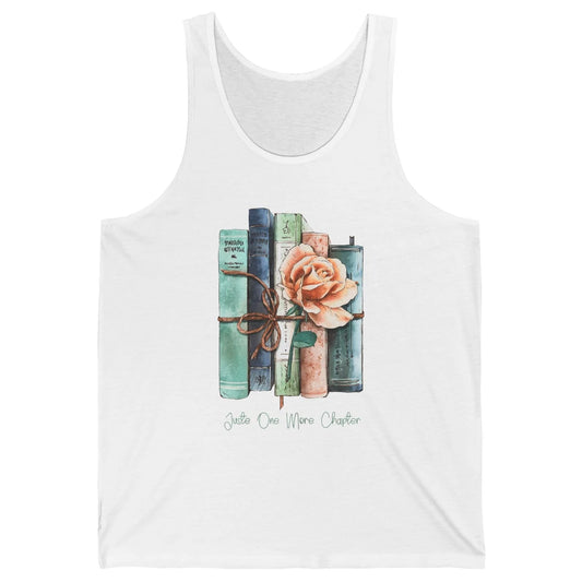 Just One More Chapter Minimalist Floral Book Page Aesthetic Unisex Jersey Tank