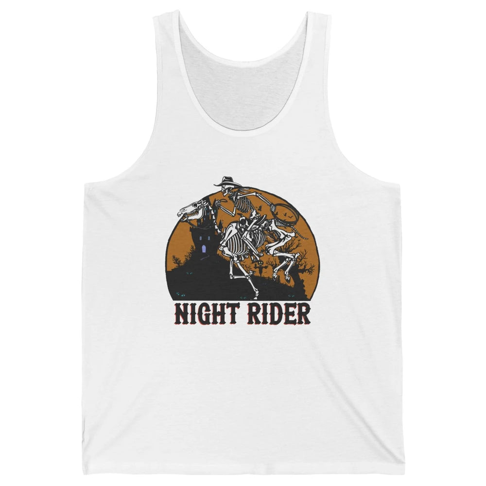 Cowboy Skeleton Bucking Horse Night Rider Western Halloween Unisex Jersey Tank