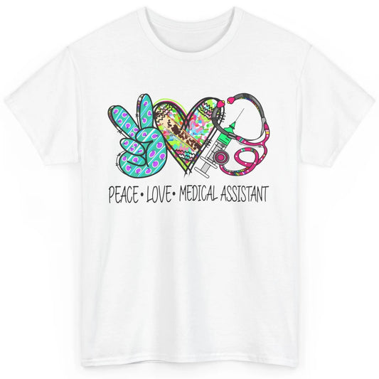 Peace Love Medical Assistant Leopard Stethoscope Nurse Life Classic Unisex T-Shirt