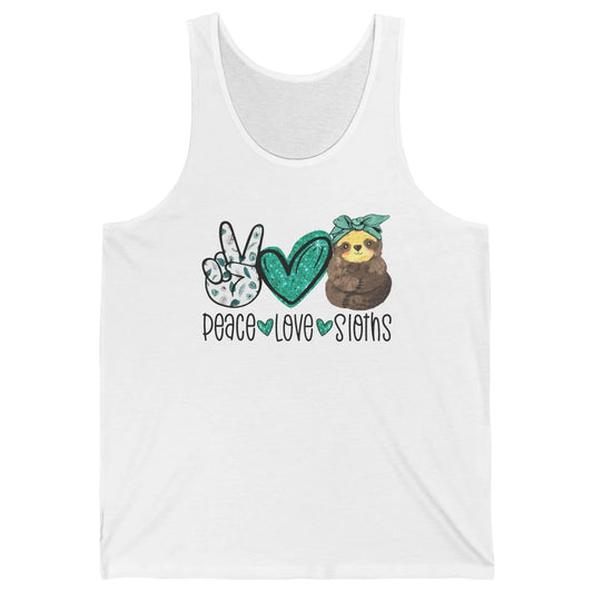 Peace Love Sloths Cute Baby Sloth With Bandana Sloth Lovers Unisex Jersey Tank