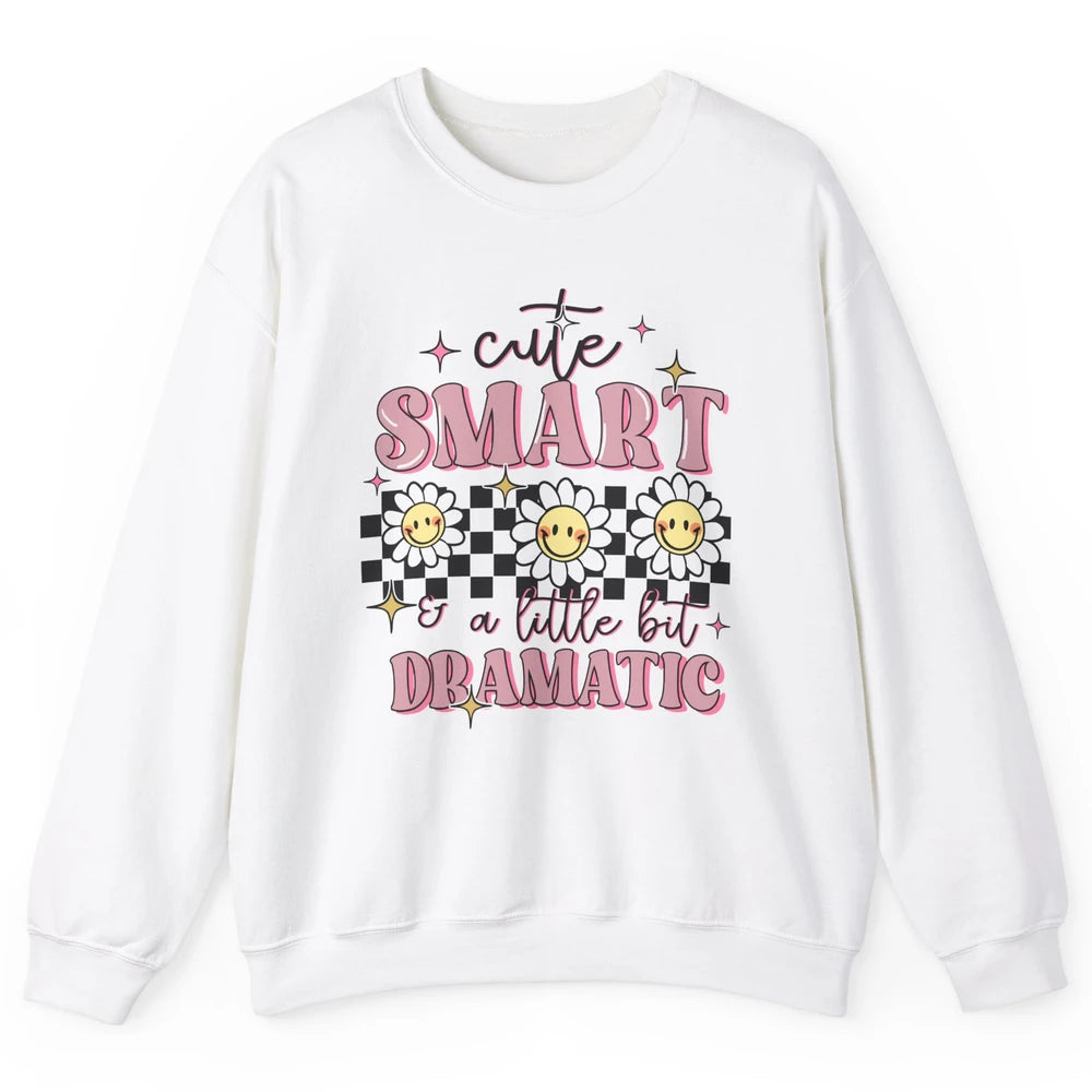 Retro Groovy Cute Smart & A Little Bit Dramatic Cute Girl Unisex Crewneck Sweatshirt