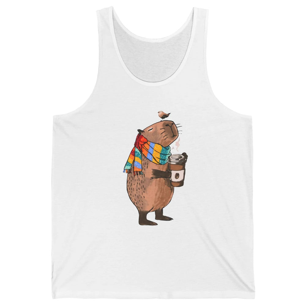 Retro Capybara Drinking Coffee Animal Stuffed Capybara Lover Unisex Jersey Tank
