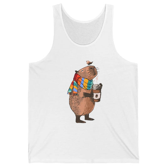 Retro Capybara Drinking Coffee Animal Stuffed Capybara Lover Unisex Jersey Tank