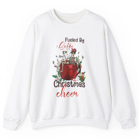 Merry Christmas Skeleton Drink Fueled By Coffee Xmas Latte Unisex Crewneck Sweatshirt