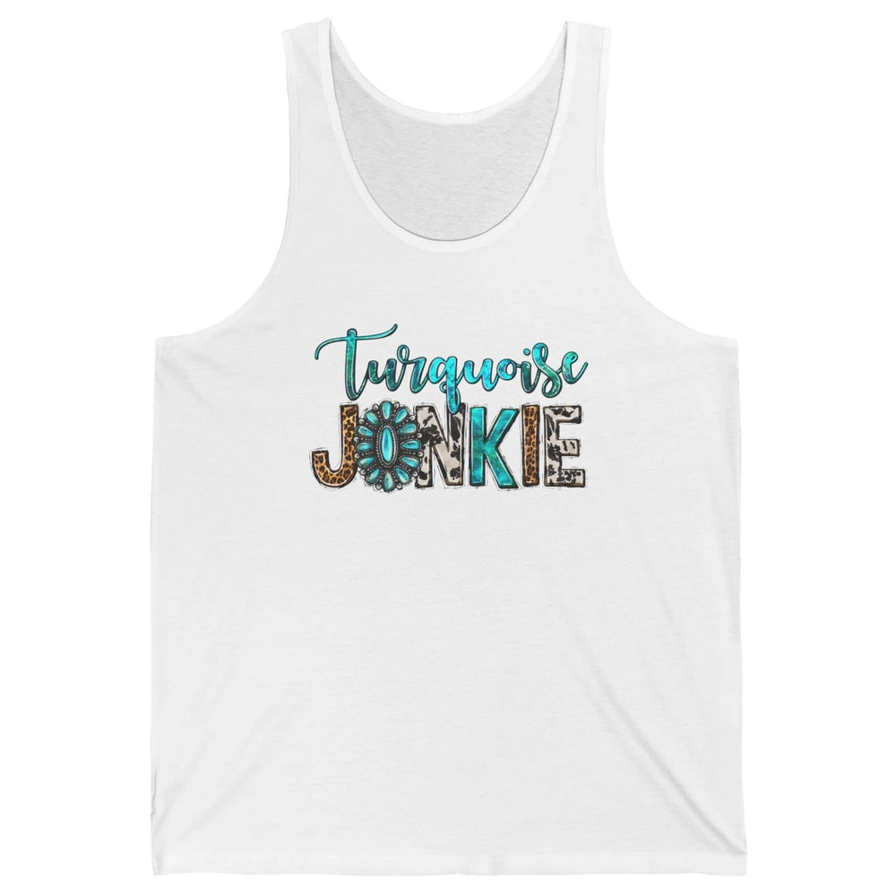 Retro Leopard Turquoise Junkie Gemstone Western Country Unisex Jersey Tank