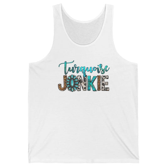 Retro Leopard Turquoise Junkie Gemstone Western Country Unisex Jersey Tank