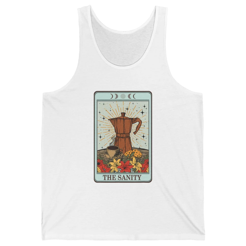 Retro Coffee Tarot Card The Sanity Floral Baker Moon Phases Unisex Jersey Tank