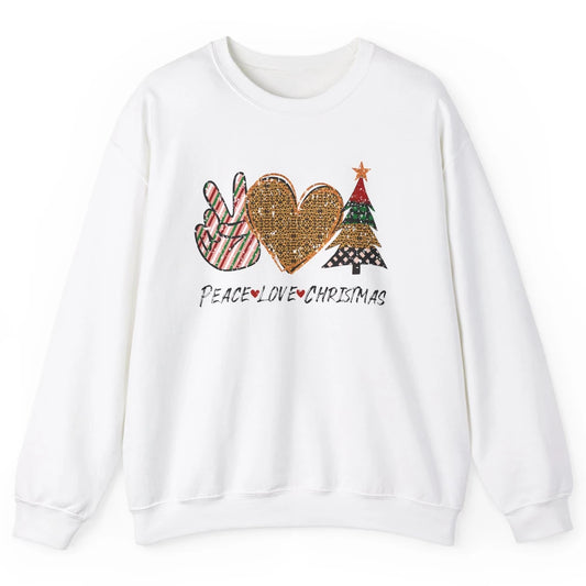 Peace Love Christmas Leopard Merry Christmas Vintage Retro Unisex Crewneck Sweatshirt