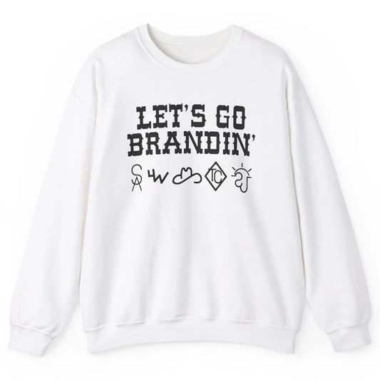 Retro Cowboy Hat Let's Go Brandin' Western Country Symbols Unisex Crewneck Sweatshirt