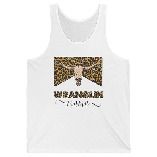 Retro Leopard Bull Skull Wrangling Mama Western Country Girl Unisex Jersey Tank