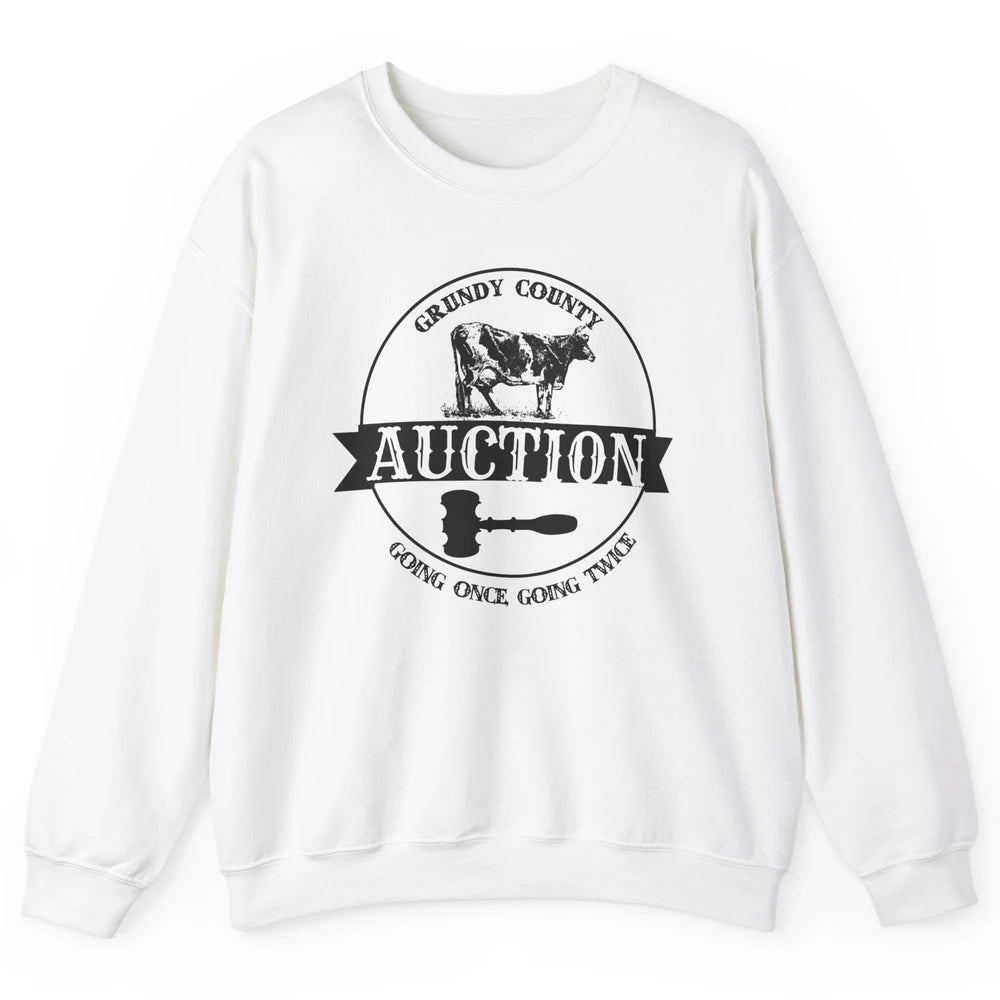 Retro Cow Cattle Grundy County Auction Western Country Farm Unisex Crewneck Sweatshirt
