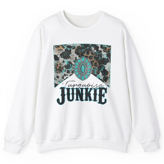 Retro Leopard Turquoise Junkie Gemstone Western Country Unisex Crewneck Sweatshirt