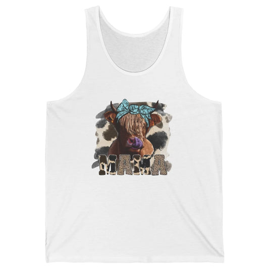 Leopard Highland Cow Bandana Cow Mama Western Country Heifer Unisex Jersey Tank