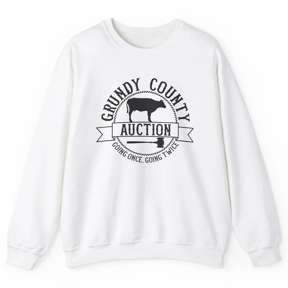 Retro Cow Cattle Grundy County Auction Western Country Farm Unisex Crewneck Sweatshirt