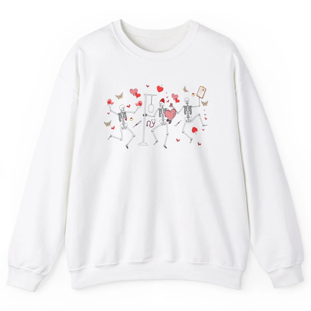Nurse Skeleton Dance Roses Are Red Inside I'm Dead Valentine Unisex Crewneck Sweatshirt