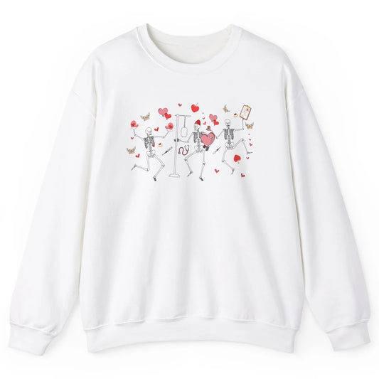Nurse Skeleton Dance Roses Are Red Inside I'm Dead Valentine Unisex Crewneck Sweatshirt