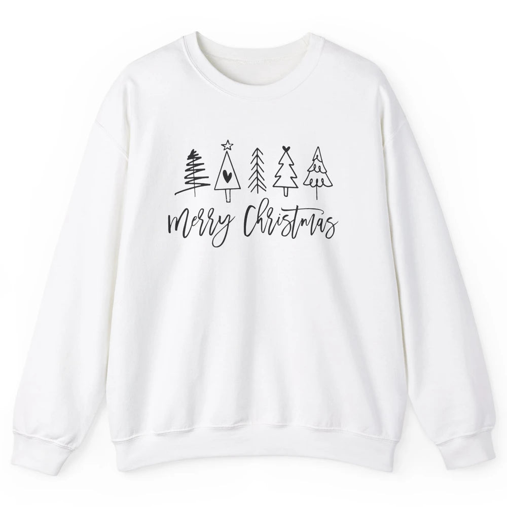 Merry Christmas Tree Heart Doodle Drawing Christmas Costume Unisex Crewneck Sweatshirt
