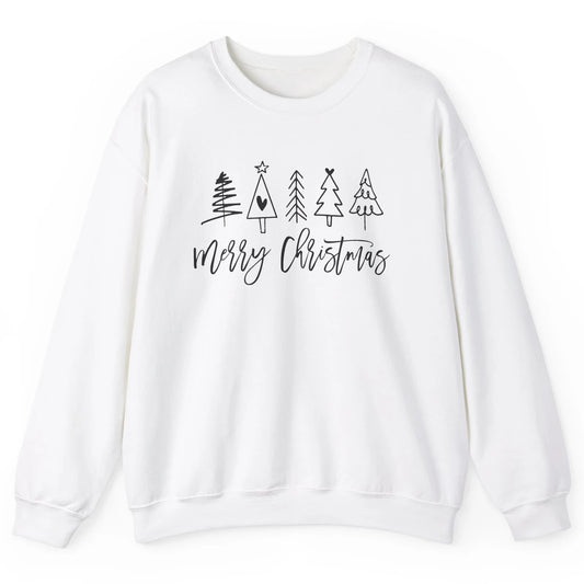 Merry Christmas Tree Heart Doodle Drawing Christmas Costume Unisex Crewneck Sweatshirt