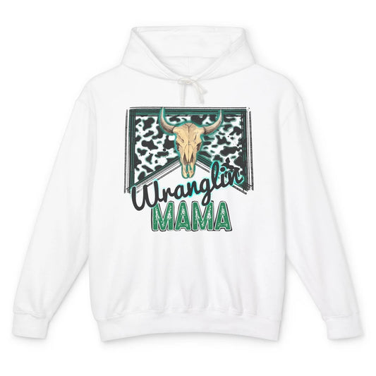 Retro Cowhide Bull Skull Wrangling Mama Western Country Girl Unisex Lightweight Hoodie