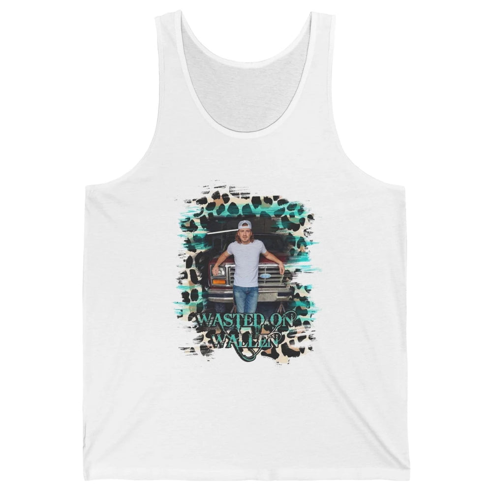 Retro Leopard Wasted On Wallen Turquoise Western Country Unisex Jersey Tank