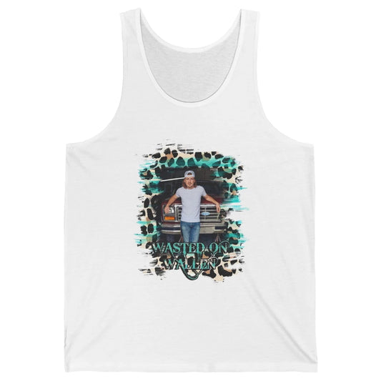 Retro Leopard Wasted On Wallen Turquoise Western Country Unisex Jersey Tank