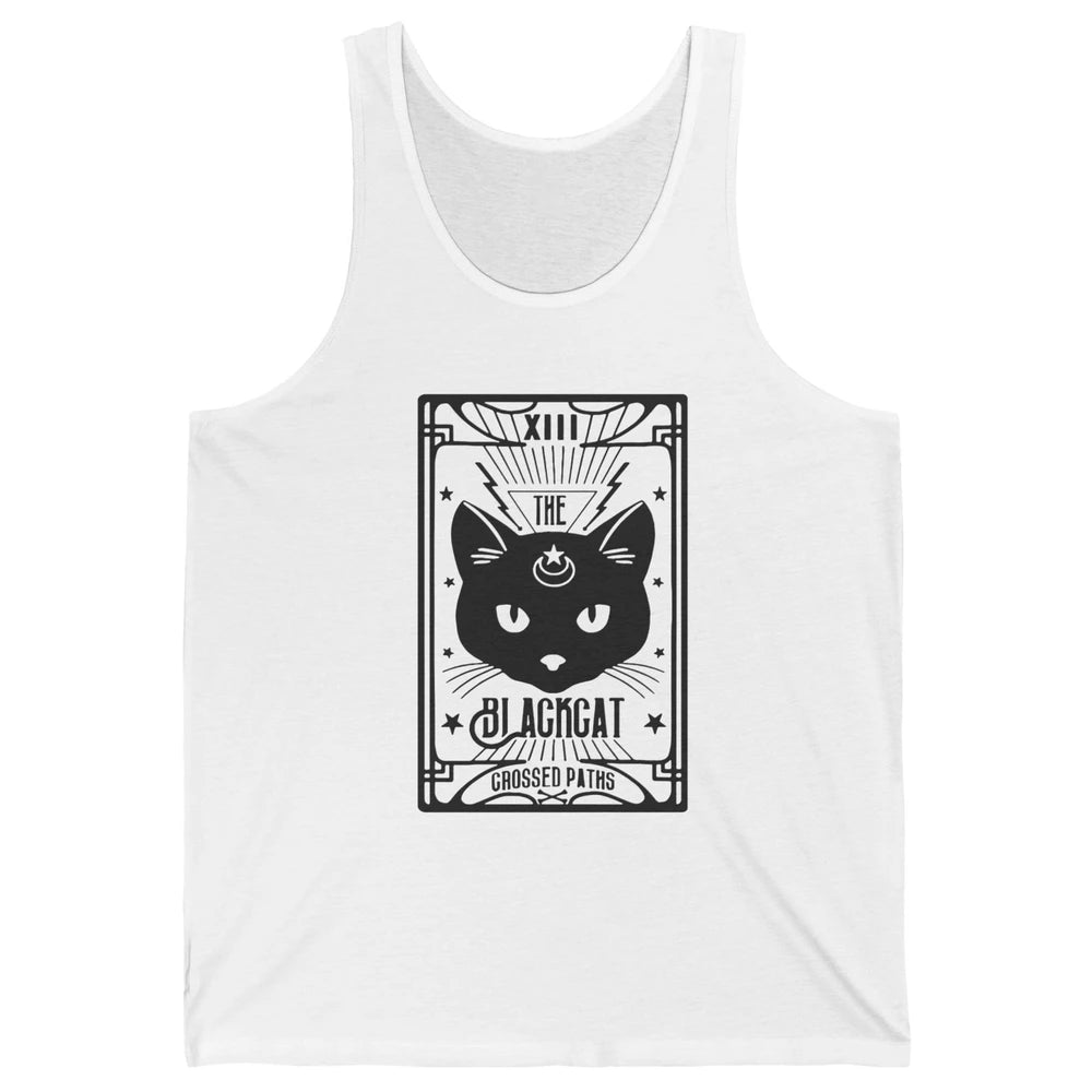 Retro Halloween Black Cat Crossed Path Tarot Card Witchcraft Unisex Jersey Tank
