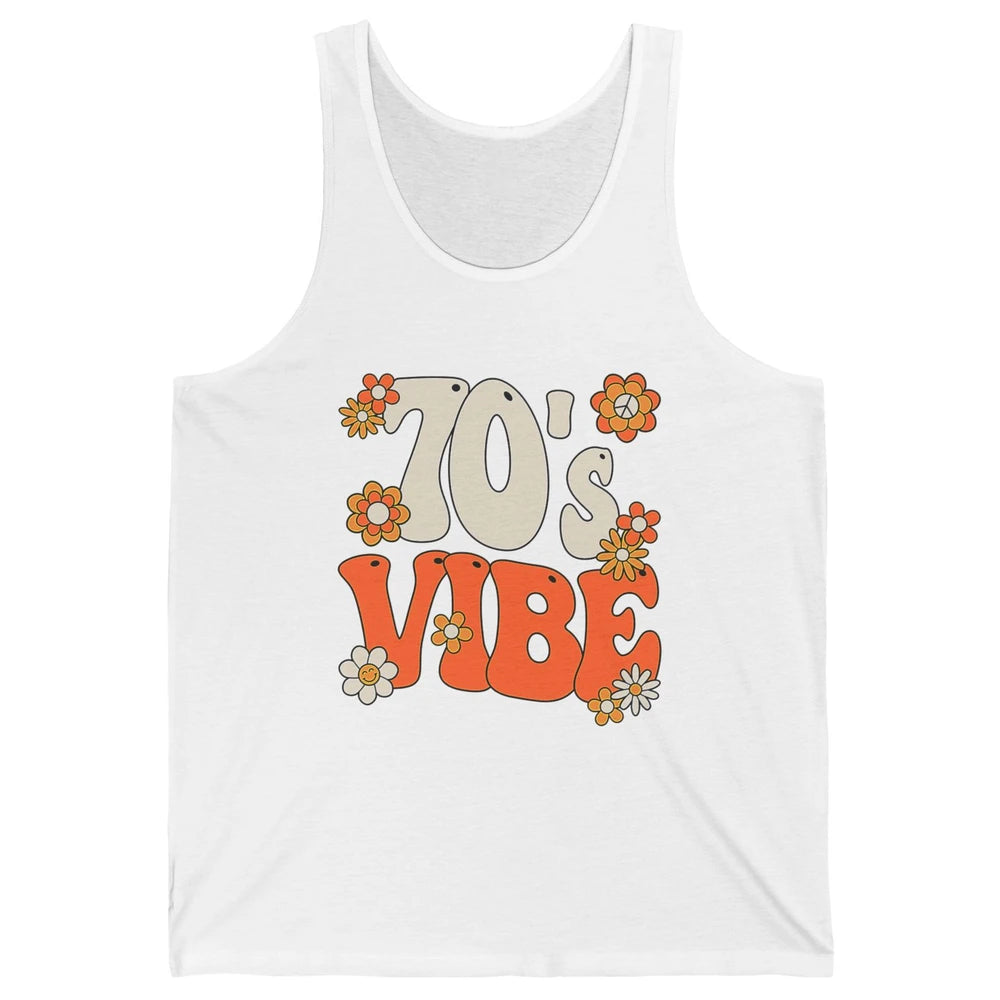 Retro 70s Vibe Groovy Smile Daisy Hippie Positive 1970 Party Unisex Jersey Tank