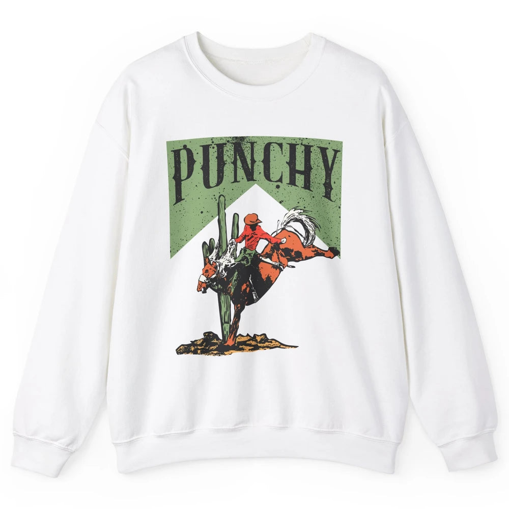 Retro Cowboy Rodeo Punchy Bucking Horse Western Country Unisex Crewneck Sweatshirt