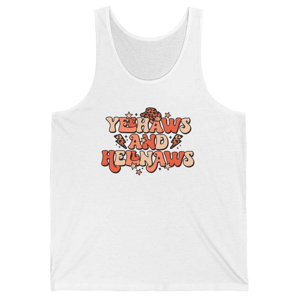 Retro Cowboy Leopard Yeehaws And Hell Naws Western Country Unisex Jersey Tank