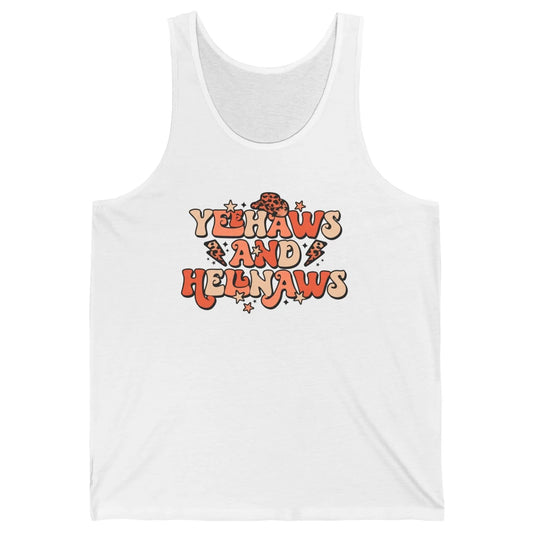 Retro Cowboy Leopard Yeehaws And Hell Naws Western Country Unisex Jersey Tank