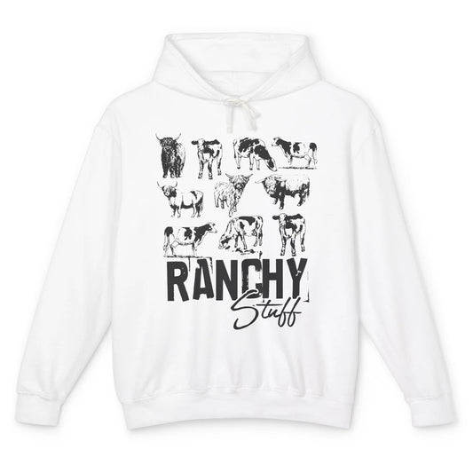 Retro Highland Cow Heifer Ranchy Stuff Western Country Gift Unisex Lightweight Hoodie