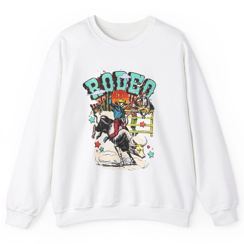 Retro Cowboy Horsing Rodeo Dad Bull Racing Western Country Unisex Crewneck Sweatshirt