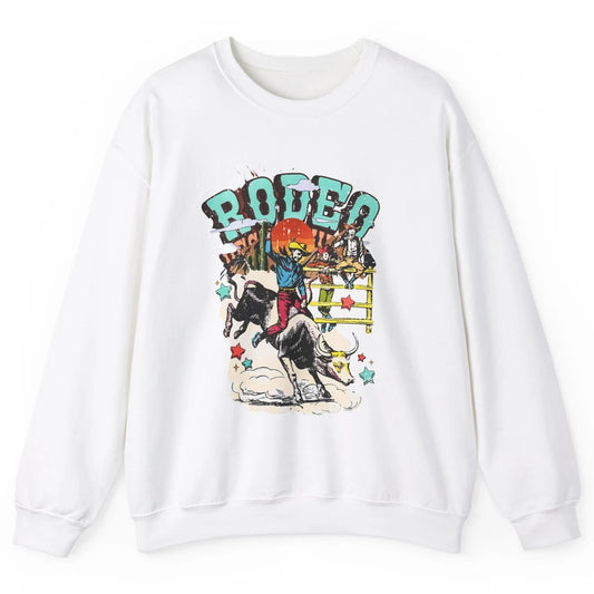 Retro Cowboy Horsing Rodeo Dad Bull Racing Western Country Unisex Crewneck Sweatshirt