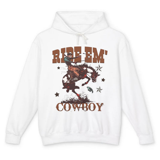 Retro Cowboy Horsing Ride Em Cowboy Western Country Rodeo Unisex Lightweight Hoodie