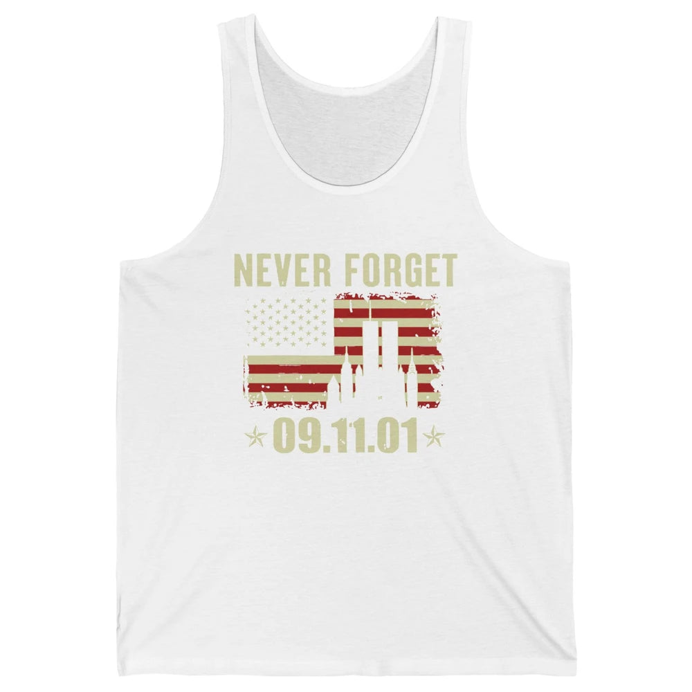 Retro Never Forget 911 American Flag Patriotic Memorial Gift Unisex Jersey Tank