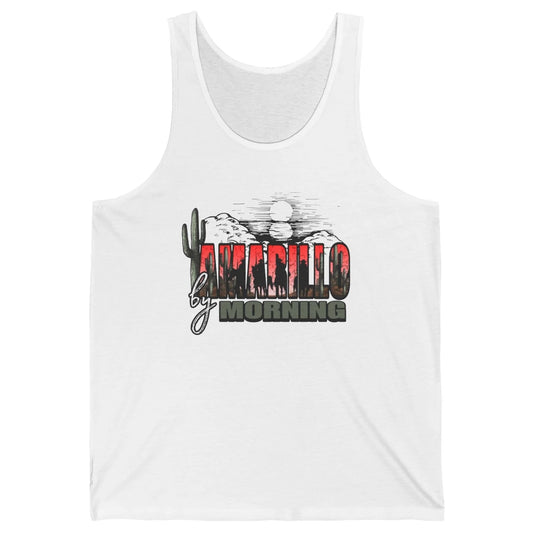Retro Desert Sunset Amarillo By Morning Western Cowboy Unisex Jersey Tank