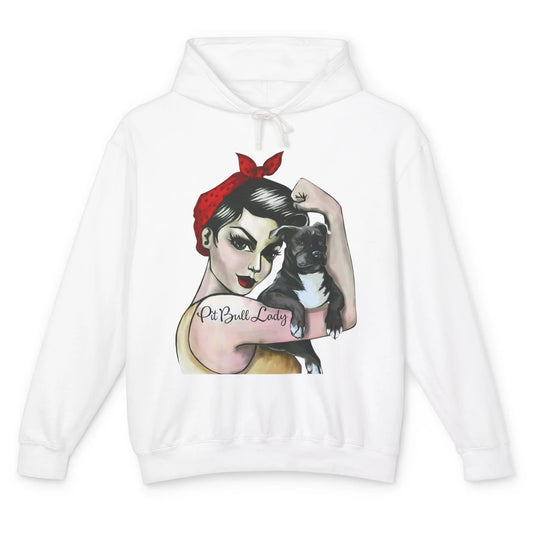 Pit Bull Lady Pit Bull Mom Dog Mom Bandana Dog Lovers Gift Unisex Lightweight Hoodie