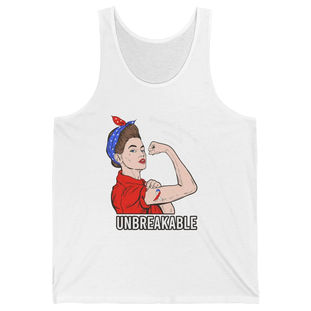 Raynaud's Syndrome Red Blue Ribbon Strong Woman Unbreakable Unisex Jersey Tank