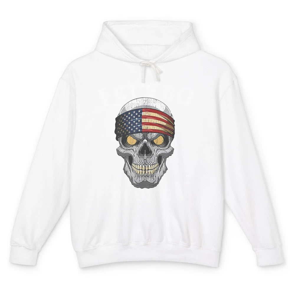 Retro Skull US Flag Let's Go Brandon Anti Biden Pro America Unisex Lightweight Hoodie