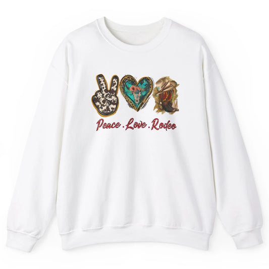 Retro Peace Love Rodeo Cowboy Boots Western Country Cowgirl Unisex Crewneck Sweatshirt